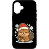 beaver winter santa hat cute animal snow Custodia per iPhone 16 Simpatico castoro invernale con cappello da Babbo Natale