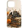 Cute Cottagecore Dragons with Books Desi Custodia per iPhone 16 Pro Max Simpatico drago che legge libri California Poppy Book Lover