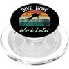 Vintage Dive Now Work Later For Diving L Funny Dive Now Work Later Scuba Diving Tee per gli amanti delle immersioni PopSockets PopGrip per MagSafe