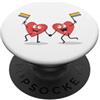 Love Day LGBT Gifts Carino Cuori Sventolando Bandiere LGBT San Valentino LGBT Mese PopSockets PopGrip Adesivo