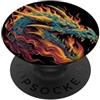Burning Dragon Outfit Simpatico costume da testa di drago con fiamme per ragazzi e ragazze PopSockets PopGrip Adesivo