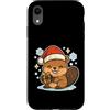 beaver winter santa hat cute animal snow Custodia per iPhone XR Simpatico castoro invernale con cappello da Babbo Natale