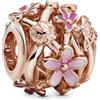 PANDORA Ciondolo con margherita placcato in oro rosa 14k con smalto rosa sfumato