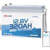 Redodo 12V 320Ah W190 Batteria LiFePO4 con Bluetooth 4096Wh Batteria Litio con Bassa Temperatura 189mm Larghezza Progettata per Spazio Sotto i Sedili per Camper Emergenze Domestiche off-Grid Barca