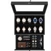 Scatola Porta Orologi a 10 Scomparti, 2 Livelli Porta Orologi Legno, Coperchio i