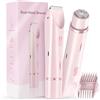 Generic Rasoio elettrico e trimmer da donna 2 in 1, dispositivo di depilazione a doppia testa per corpo, linea bikini, ascelle e gambe, rasoio elettrico portatile bagnato e asciutto, kit di toelettatura senza