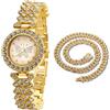 Halukakah Orologio con Diamanti per Ragazze,Bambine - Placcato in Oro 18 Carati,Quadrante 29mm con Motivo Farfalla,Quarzo Giapponese - Lunghezza 19,5cm -Viene Fornito con Catena Cubana 40cm -per Feste
