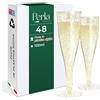 Perla Italia Perla - 48 Flute da Champagne Eleganti in Plastica - 120ml - Calici Trasparenti Glitterati Oro - Resistenti e Riutilizzabili - Bicchieri da Brindisi per Feste Compleanni Matrimoni Natale Capodanno