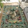 TUKDAK Tappeto verde zona,Tappeto da soggiorno lavabile,Carpet verde antiscivolo per camera da letto,Low Pile sala da pranzo corridoio Ultra sottile Vintage Soft Spot Resistant Faux Lana Mat,120-180