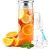 Foymlon Caraffa in Vetro Borosilicato da 1,5 Litri con Coperchio - Resistente al Calore, Brocca per Acqua Calda e Fredda, Tè Freddo, Vino, Caffè, Latte e Succo - Bollitore Trasparente