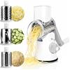 HyAdierTech Grattugia Rotante per Formaggio, Grattugia Manuale a Manovella da Cucina, Affettatrice Mandolina, Macina Noci con Manico e Lame a Tamburo per Formaggio Fresco, Verdura, Frutta, Noci, 3 Lame