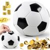 JWTRSVTY Salvadanaio Calcio, Salvadanaio A Forma Di Pallone Da Calcio, Salvadanaio Infrangibile Bambini, per Bambini Bambine Regalo Di Natale E Compleanni, 14 X 14 X 15 cm (PVC Smaltato)