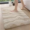 DEXI Tappeto Bagno Antiscivolo 50 x 80 cm, Tappetino Doccia Super Assorbente in Microfibra Morbido, Lavabile in Lavatrice, Design Moderni per Bagno, Cucina o Lavandino, Beige