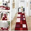 ZUZEKU Tappeto passatoia da cucina, lavabile, antiscivolo, 40 x 280 cm, rosso e bianco, lungo per corridoio, soggiorno, camera da letto, venduto al metro, personalizzabile, colore: rosso e bianco