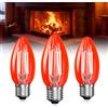 Bonlux 4W E27 Lampadina rossa, C35 ES LED lampadina a candela - lampadina rossa equivalente a 40W, lampadine di vetro trasparente non dimmerabile per Natale, Halloween, sonno, decorazione - 3 Pack