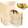 LIULINY 100 Pezzi Barchette Finger Food in Legno, 11x7cm Barchette Finger Food Ciotole Biodegradabile Fingers Foods Barche Sostenibile e Compostabile Alternativa Naturale al Bambù per Snack Insalata