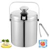 Deinungen 1.3L Secchiello per Ghiaccio con coperchio e pinza, colino,Contenitore rotondo per cubetti di ghiaccio, Doppia Parete in Acciaio Inox,per il raffreddamento di birra e vino