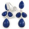 Avalaya Eleganti orecchini a clip in acrilico con inchiostro blu e finitura placcata argento, altezza 38 mm