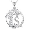 FANCIME Collana con albero della vita e iniziale personalizzata per donne, in argento Sterling, gioielli con diamante simulato, lettera maiuscola A-Z, ciondolo da 26 lettere, regalo personalizzato per