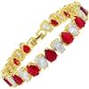 RIZILIA SPECTRUM - Braccialetto tennis classico placcato oro 14 da 6 mm, con zirconia cubica taglio a pera [rubino rosso], bracciale da donna, misura 17,8 cm, gioiello regalo per donne, Medium, Rosso