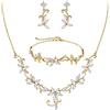 Clearine Sposa Set di Gioielli per Donne Marquise CZ Statement Collana Orecchini Bracciale per Matrimonio Prom Party Trasparente Oro-Fondo