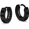 SoulCats Soul-Cats Orecchini a cerchio con cerniera in titanio nero G23 - Orecchini a cerchio unisex ultraleggeri per donna e uomo diametro 11 mm/larghezza 3 mm