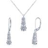 MICMIF Parure di Gioielli a Goccia Moissanite da Donna, Pendente Tre Moissaniti (3.6cttw, vvs1, colore D), Argento 925 Set di Collana e Orecchini a Goccia per Fidanzata Moglie Mamma