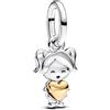 LaMenars Girl Holding Golden Heart Charm für Armbänd 925 Sterling Silber Bead Donna Charms Festa della Mamma Compleanno Anniversario Gioielli per Donna
