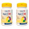 LongLife® Vegan D 2000 | Vitamina D2 da lieviti | Alto dosaggio 2000 U.I. | Benessere di ossa, denti e sistema immunitario | 2 mesi di trattamento | Vegano e senza glutine