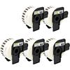 Yellow Yeti 5 Rotoli DK-22225 Etichette adesive continuo 38mm x 30,48m Nastri compatibili per Brother P-Touch QL-500 QL-550 QL-570 QL-700 QL-710W QL-720NW QL-800 QL-810W QL-820NWB QL-1100 QL-1110NWB
