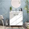 Dmora Mobile Sottolavabo Hickory 70x45x80h cm Bianco Lucido 2 Ante Apertura Battente, Chiusura Soft Close