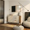 Dmora Credenza Grado 42x104x75h cm Marrone Noce 3 Cassetti un Ripiano, Madia Apertura Battente e Scorrevole