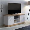 Dmora Mobile Porta TV Seram 45x46x60h cm Bianco Rovere Un Ripiano 4 Vani, 2 Ante