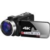 LLOOPK Videocamera, Videocamere UHD 4K Vlog Live Streaming Webcam Videocamera digitale esterna Registratore portatile Blogger 18X(32G SD Card,Blauw)