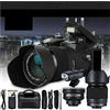 LLOOPK Videocamera, Fotocamera digitale da 33 MP Obiettivo grandangolare 0,5X Teleobiettivo 24X + a luce LED(D7200 2battery)