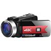 LLOOPK Videocamera, Videocamera 4K Live Streaming Webcam Fotocamere digitali da 56 MP for la fotografia Videoregistratore Vlog for visione notturna(32G SD Card,Blauw)