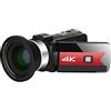 LLOOPK Videocamera, Videocamera da 56 MP Vlog 4K for streaming live Webcam Visione notturna Zoom 16X Fotografia Registratore digitale(32G SD Card,With Lens)