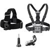 Generico Compatibile con il set di supporti for fotocamera GoPro con imbracatura for montaggio su petto e testa(4in1 Head Chest Kit)