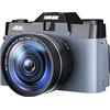 LLOOPK Videocamera, Macro Lens 4K Digital Camera Flip Screen Selfie Camcorder 48MP Vlog Webcam Videoregistratore vintage 16X grandangolare(128G SD Card,With Lens Fliter-01)