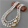 KAKAIBAGEMS YYGEM 20 "collana di perle d'acqua dolce barocche coltivate a 3 fili girocolli con connettore a bordo color oro perla Keshi per donna