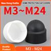 NEWHONGHUIDA M3 M4 M5 M6 M8 M10 M12 M14 M16 M18 M20 M22 M24 Nero Bianco Cupola Tappo di protezione Coprivite Esposto Esagono in plastica PE Dado Bullone