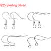 NONE 50 pezzi 925 ganci per orecchini placcati in argento Sterling orecchini Anti allergia fermagli gancio per accessori per gioielli fai da te che fanno forniture