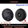 OURSHAR Trasmettitore audio Bluetooth multipunto Adattatore wireless stereo ad alta fedeltà a bassa latenza Collegare 2 cuffie 3,5 per TV