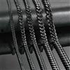NONE HIYEE 3mm/4mm/5mm/6mm/7mm/8mm Catene a maglia cubana in acciaio inossidabile di colore nero Collana classica da uomo con cordolo grosso da 14 a 30 pollici