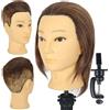 Simnient Testa di manichino maschile con capelli umani veri al 100% neri per esercitarsi nel parrucchiere Testa di bambola per addestramento alla cosmetologia per lo styling dei capelli