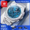 OLEVS Orologi OLEVS 3626 da uomo, orologio da polso originale in acciaio inossidabile, cronografo multifunzione, impermeabile, luminoso, al quarzo.
