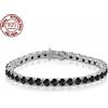 NONE Grande vendita vero argento sterling S925 placcato oro 18 carati 5A grado zircone braccialetto tennis nero per uomini e donne gioielli di moda