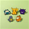 Bandai Set di 5 spille smaltate Pokemon con Pikachu Psyduck Gengar Snorlax - Distintivi spilla in metallo per accessori zaino da donna