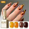 XEIJAYI Set combinato bicolore da 2 pezzi da 15 ml, kit gel per unghie bicolore marrone giallo