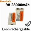 DAWEIKALA Batterie ricaricabili agli ioni di litio 2025 9V 28000mAh - Micro USB, litio 9V per multimetro, microfono, giocattoli, telecomandi e uso KTV